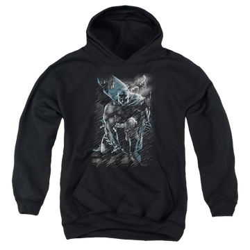 DC Batman In The Rain - Youth Hoodie Youth Hoodie (Ages 8-12) Batman   