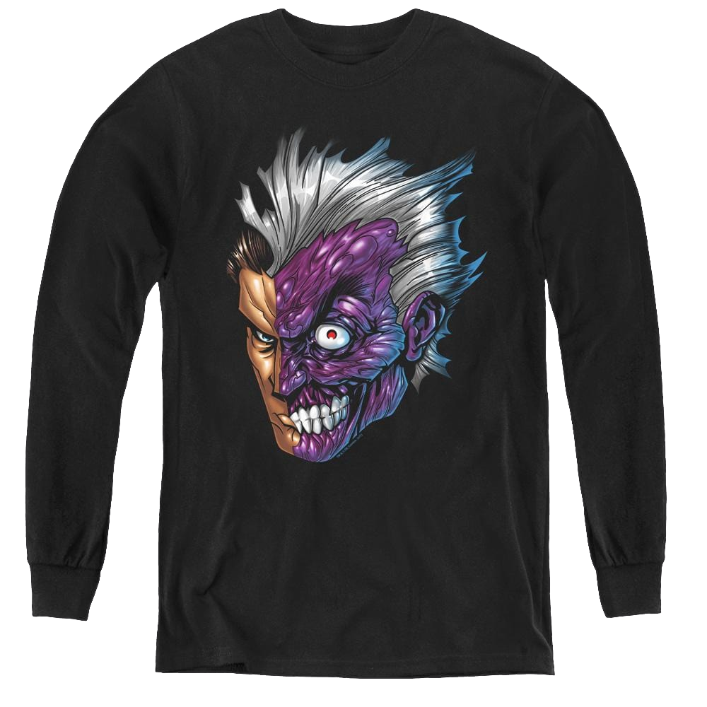Dc Batman Just Face - Youth Long Sleeve T-Shirt Youth Long Sleeve T-Shirt Batman   