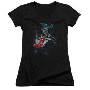 Batman Black And White - Juniors V-Neck T-Shirt Juniors V-Neck T-Shirt Batman   