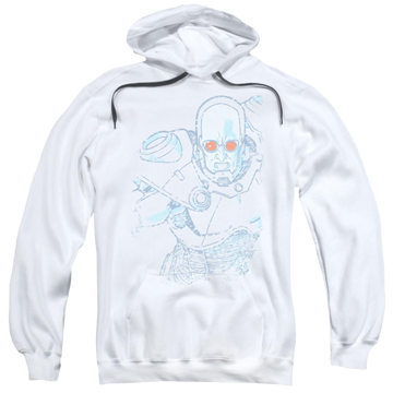 White pullover hoodie with Batman Snowblind Freeze graphic