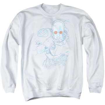 White men's crewneck sweatshirt with Batman Snowblind Freeze graphic