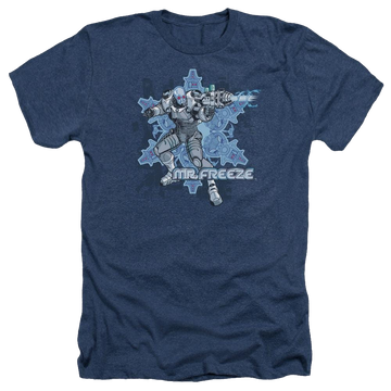 Navy men's heather t-shirt with Batman Mr Freeze graphic