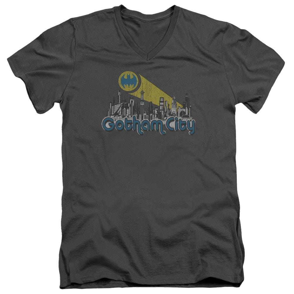 Batman Gotham City Distressed - Men's V-Neck T-Shirt Men's V-Neck T-Shirt Batman   