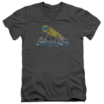 Batman Gotham City Distressed - Men's V-Neck T-Shirt Men's V-Neck T-Shirt Batman   