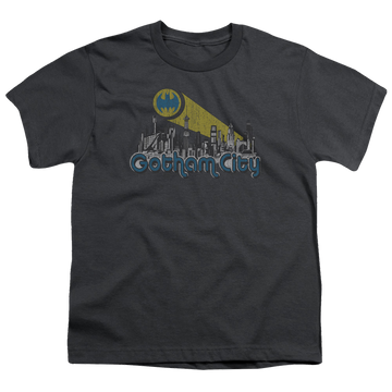 DC Batman Gotham City Distressed - Youth T-Shirt Youth T-Shirt (Ages 8-12) Batman   