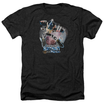 Charcoal men's heather t-shirt with Batman Mech graphic
