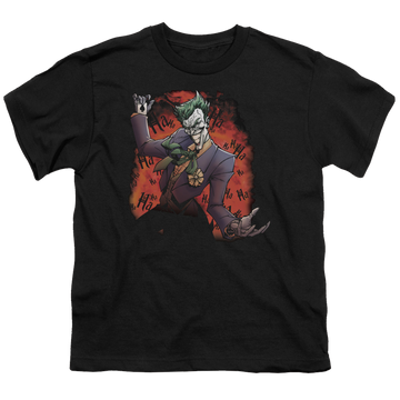 Black youth t-shirt for ages 8 to 12 with Jokers Ave graphic