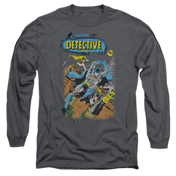 Charcoal men's long sleeve t-shirt with Batman Detective #487 graphic