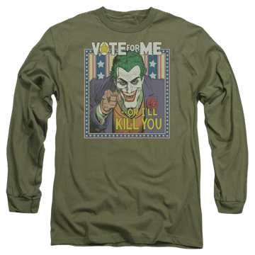 Military green men's long sleeve t-shirt with Batman Dark Detective #1 graphic