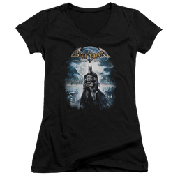 Batman Arkham Asylum Game Cover - Juniors V-Neck T-Shirt Juniors V-Neck T-Shirt Batman   