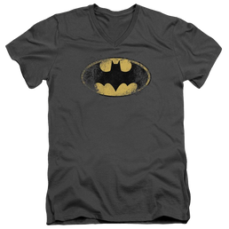 Batman Destroyed Logo - Men's V-Neck T-Shirt Men's V-Neck T-Shirt Batman   