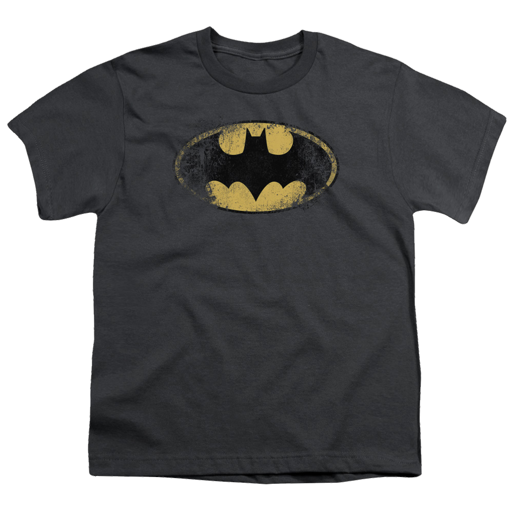 DC Batman Destroyed Logo - Youth T-Shirt Youth T-Shirt (Ages 8-12) Batman   