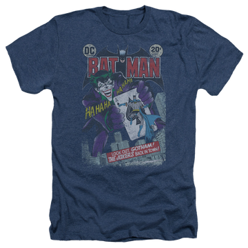 Navy men's heather t-shirt with Batman #251 Distressed graphic