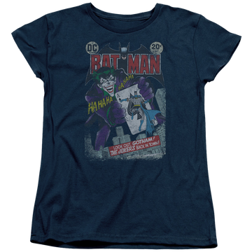 Navy women's t-shirt with Batman #251 Distressed graphic
