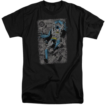 Black men's tall fit t-shirt with Batman Detective #487 Distress graphic