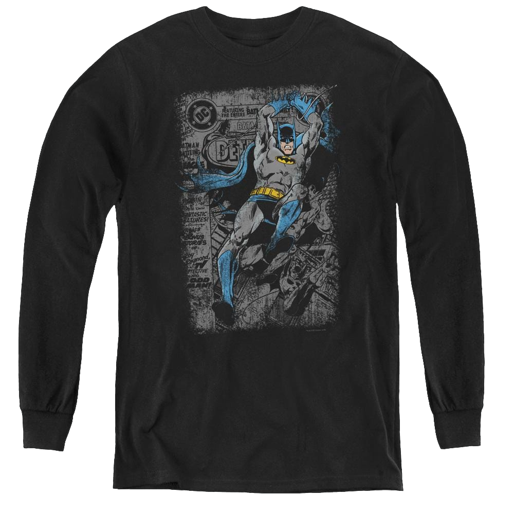 Dc Batman Detective #487 Distress - Youth Long Sleeve T-Shirt Youth Long Sleeve T-Shirt Batman   
