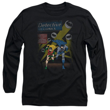 Black men's long sleeve t-shirt with Batman Dynamic Duo graphic