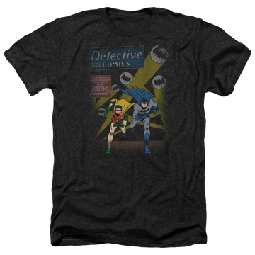 Charcoal men's heather t-shirt with Batman Dynamic Duo graphic