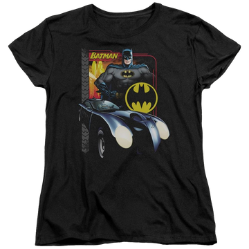 Black women's t-shirt with Batman Bat Racing graphic