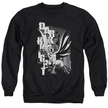 Black men's crewneck sweatshirt with Batman Vertical Letters graphic