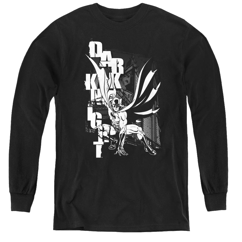 Dc Batman Vertical Letters - Youth Long Sleeve T-Shirt Youth Long Sleeve T-Shirt Batman   
