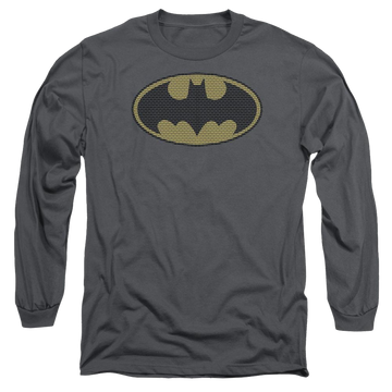 Charcoal men's long sleeve t-shirt with Batman Little Logos graphic