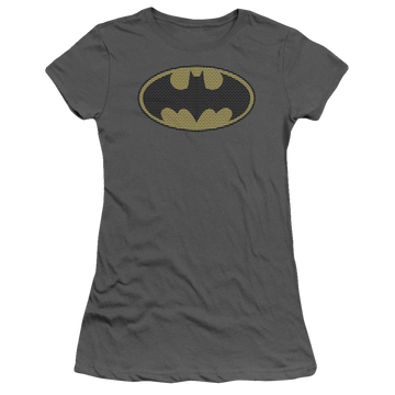Charcoal juniors t-shirt with Batman Little Logos graphic