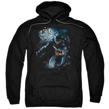 Black pullover hoodie with Batman Light Of The Moon graphic