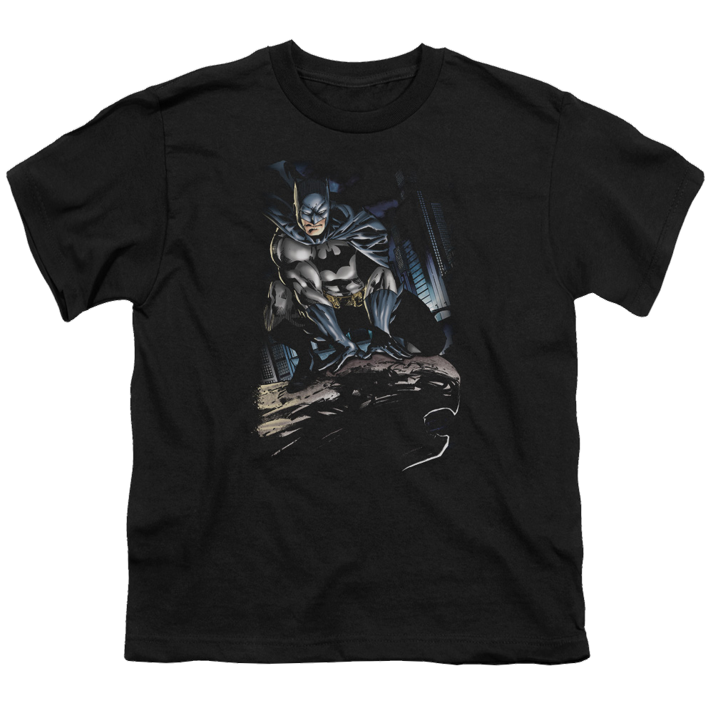 DC Batman Perched - Youth T-Shirt Youth T-Shirt (Ages 8-12) Batman   
