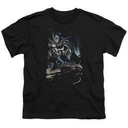 DC Batman Perched - Youth T-Shirt Youth T-Shirt (Ages 8-12) Batman   