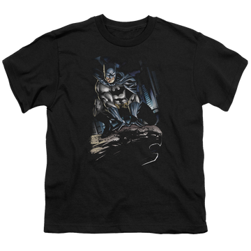 DC Batman Perched - Youth T-Shirt Youth T-Shirt (Ages 8-12) Batman   