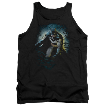 Black men's tank with Batman Bat Cave graphic