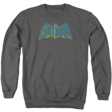 Charcoal men's crewneck sweatshirt with Batman Sketch Logo graphic