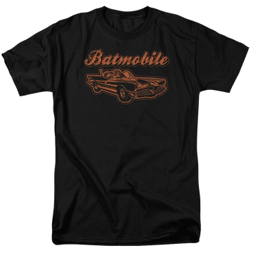 Black men's regular fit t-shirt with Batman Batmobile graphic