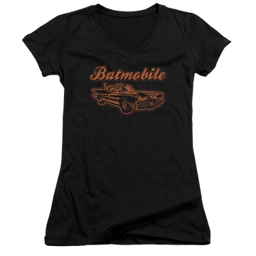 Batman Batmobile - Juniors V-Neck T-Shirt Juniors V-Neck T-Shirt Batman   