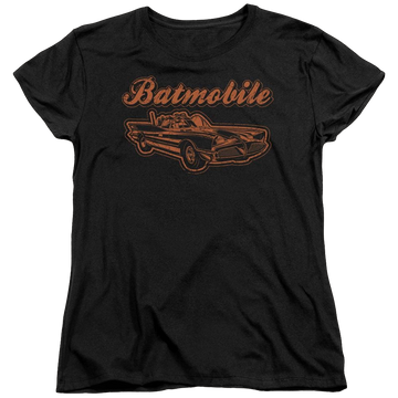 Black women's t-shirt with Batman Batmobile graphic