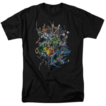 Black men's regular fit t-shirt with Batman Saints And Psychos graphic