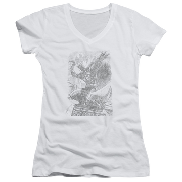 Batman Pencil Batarang Throw - Juniors V-Neck T-Shirt Juniors V-Neck T-Shirt Batman   