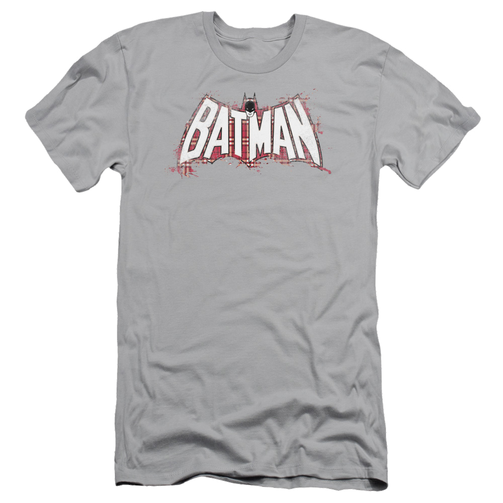 Batman Plaid Splat Logo - Men's Slim Fit T-Shirt Men's Slim Fit T-Shirt Batman   