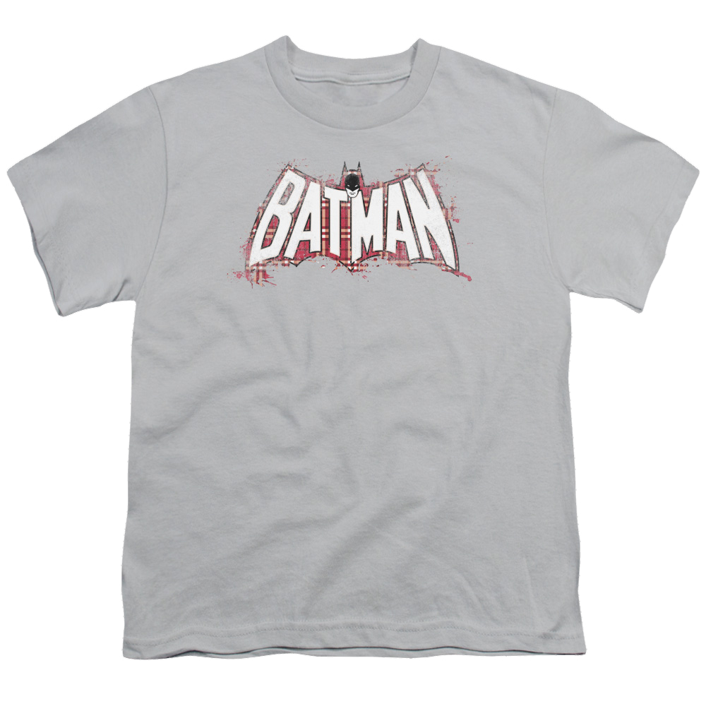 DC Batman Plaid Splat Logo - Youth T-Shirt Youth T-Shirt (Ages 8-12) Batman   