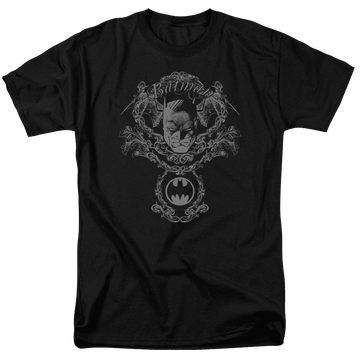 Black men's regular fit t-shirt with Batman Dark Knight Heraldry graphic