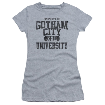 Athletic heather juniors t-shirt with Batman Property Of Gcu graphic