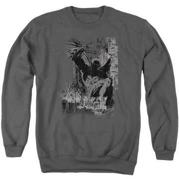 Charcoal men's crewneck sweatshirt with Batman The Knight Life graphic