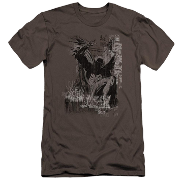 Charcoal men's premium slim fit t-shirt with Batman The Knight Life graphic