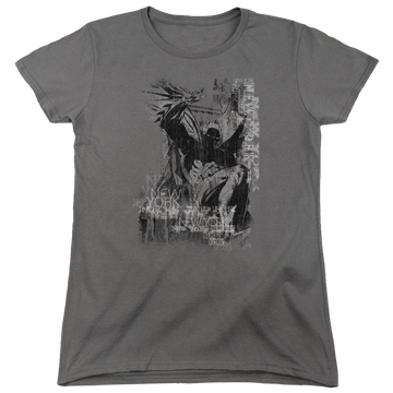 Charcoal women's t-shirt with Batman The Knight Life graphic