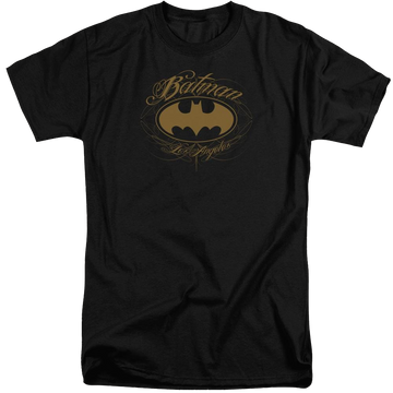 Black men's tall fit t-shirt with Batman La graphic