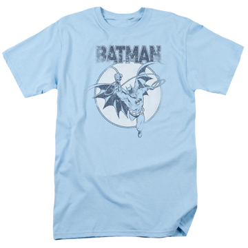 Light blue men's regular fit t-shirt with Dc Batman Swinging Bat graphic