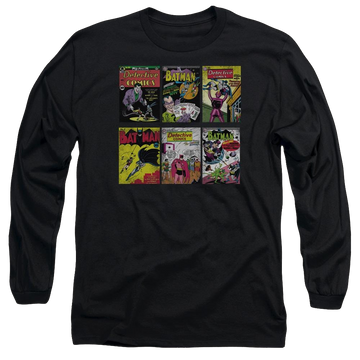 Black men's long sleeve t-shirt with Batman Bm Covers graphic