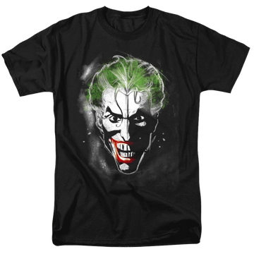Black men's regular fit t-shirt with Joker Face Of Madness graphic