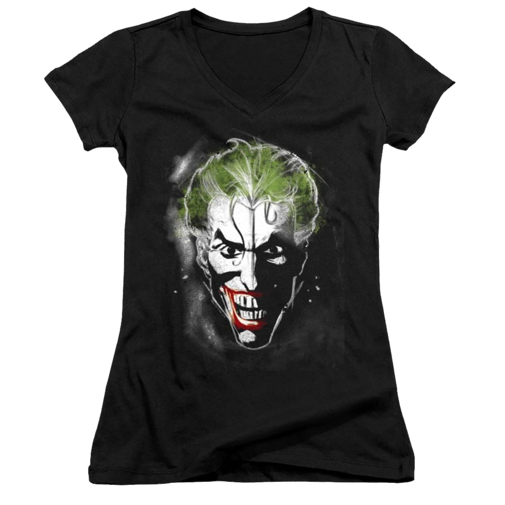 Joker, The Face Of Madness - Juniors V-Neck T-Shirt Juniors V-Neck T-Shirt Joker   